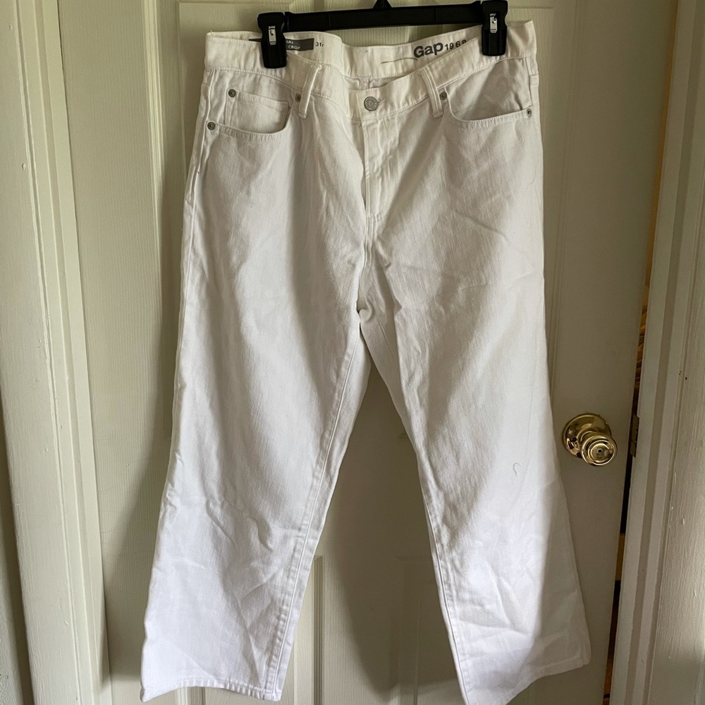 Gap wide leg crop white jeans